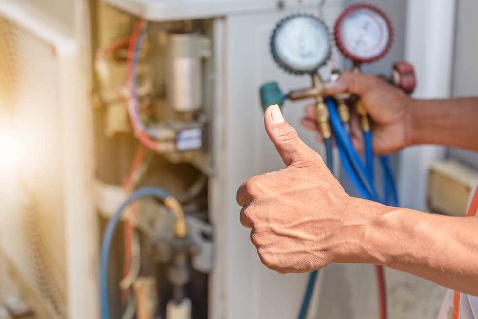 hvac technician giving thumbs up